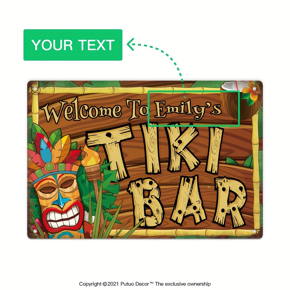 Outdoor Power Bar - Personalizowany szyld Tiki Bar, imię na